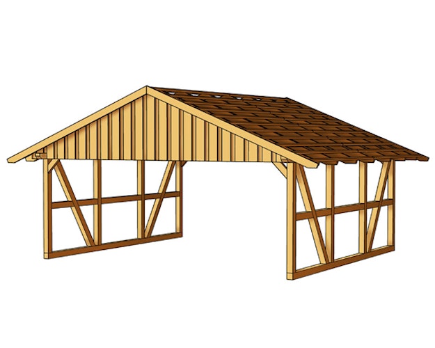 Skan Holz Schwarzwald - Satteldach Doppelcarport Breite 684 cm