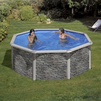 myPOOL Swimming Pool Poolset Feeling Steinoptik - Rundform mit Stahlwandbecken