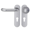 Vorschaubild Griffwerk ALESSIA PROFESSIONAL Schraubtechnik FS Panik -Edelstahl matt  Kurzschild-Garnitur -Schraubt. -Knopf R2 -WL -Stift 9mm -TS 38-50mm