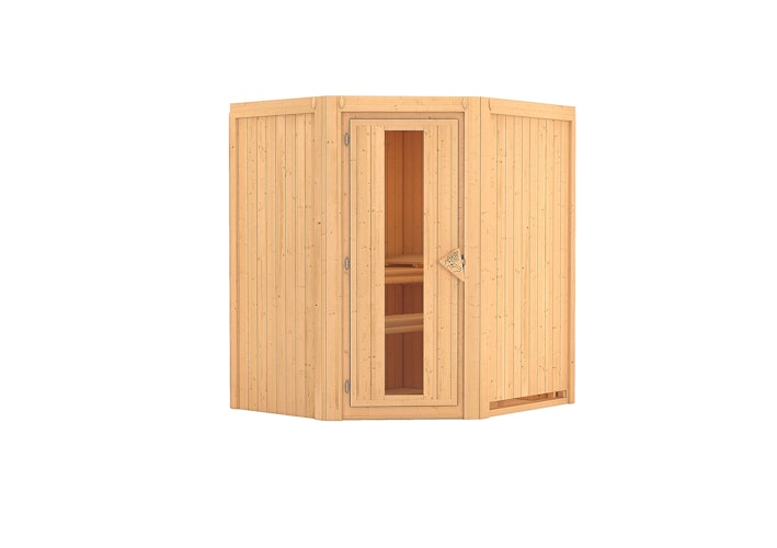 Karibu Sauna Taurin mit Eckeinstieg 68 mm inkl. gratis Sauna-Zubehörset im Wert von 234,94 €