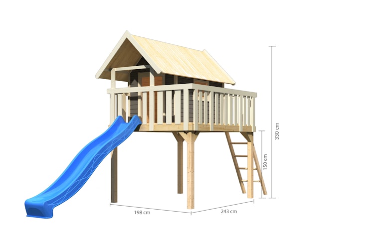 Akubi Stelzenhaus Fidel mit Satteldach inkl. Wellenrutsche