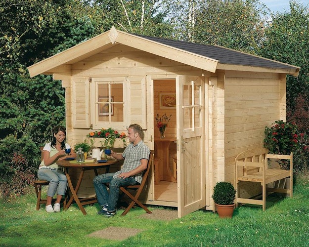 Weka Gartenhaus Premium28 FT mit Vordach (20 cm) - 28 mm