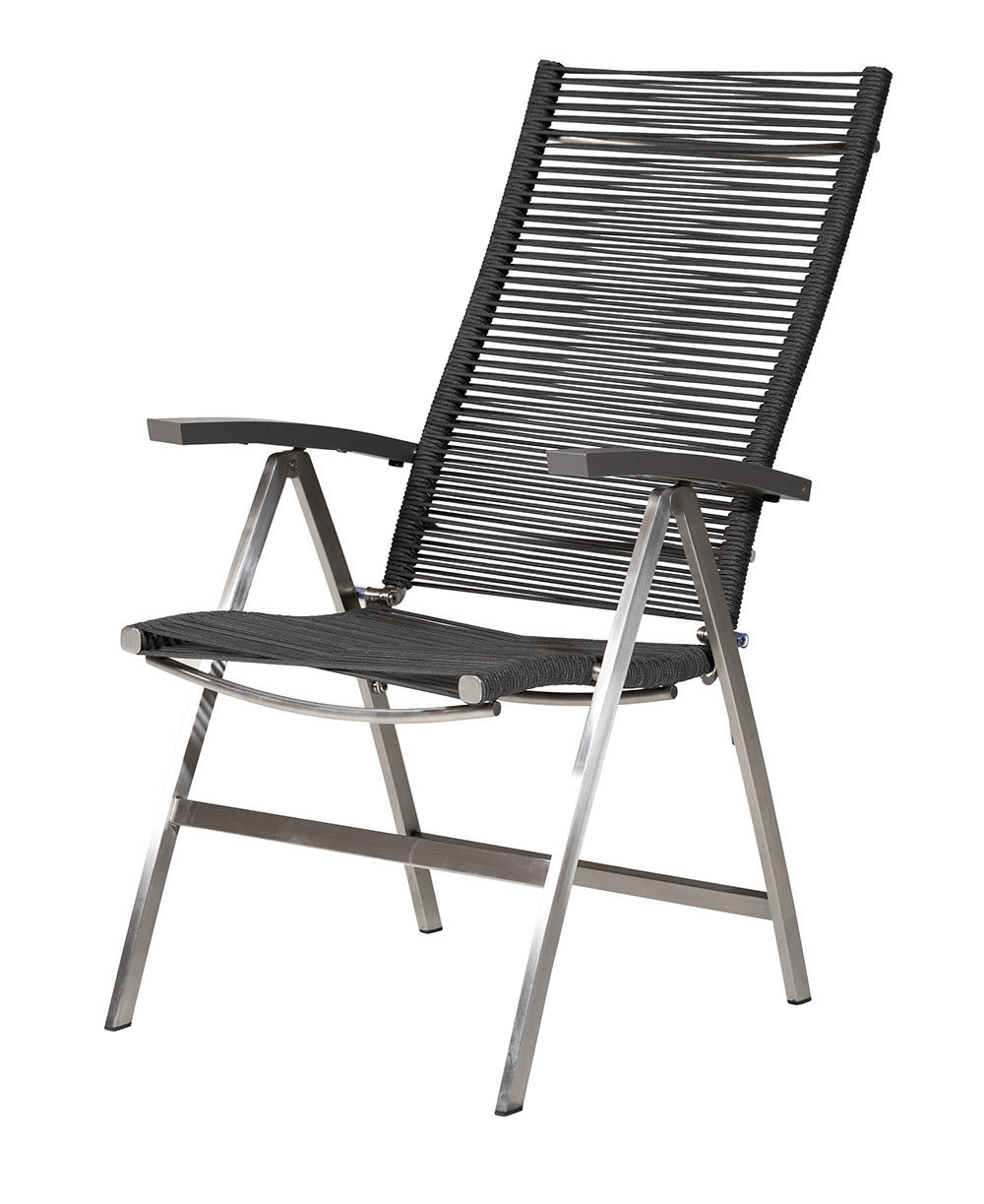 Diamond Garden Hochlehner ATLANTA, Edelstahl / Rope Grau / Alu-Armlehnen