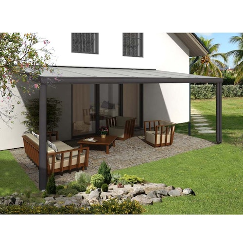 Skan Holz Aluminium Terrassenüberdachung Genua Breite 541 cm