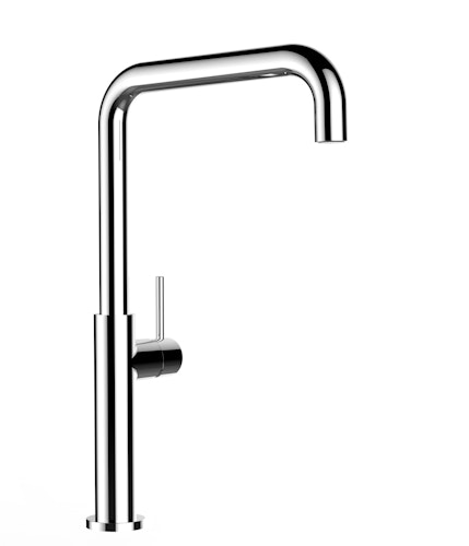 Minimalistischer Wasserhahn Küchenarmatur, TECNO, mit 360° schwenkbarem N-Auslauf, Verchromt