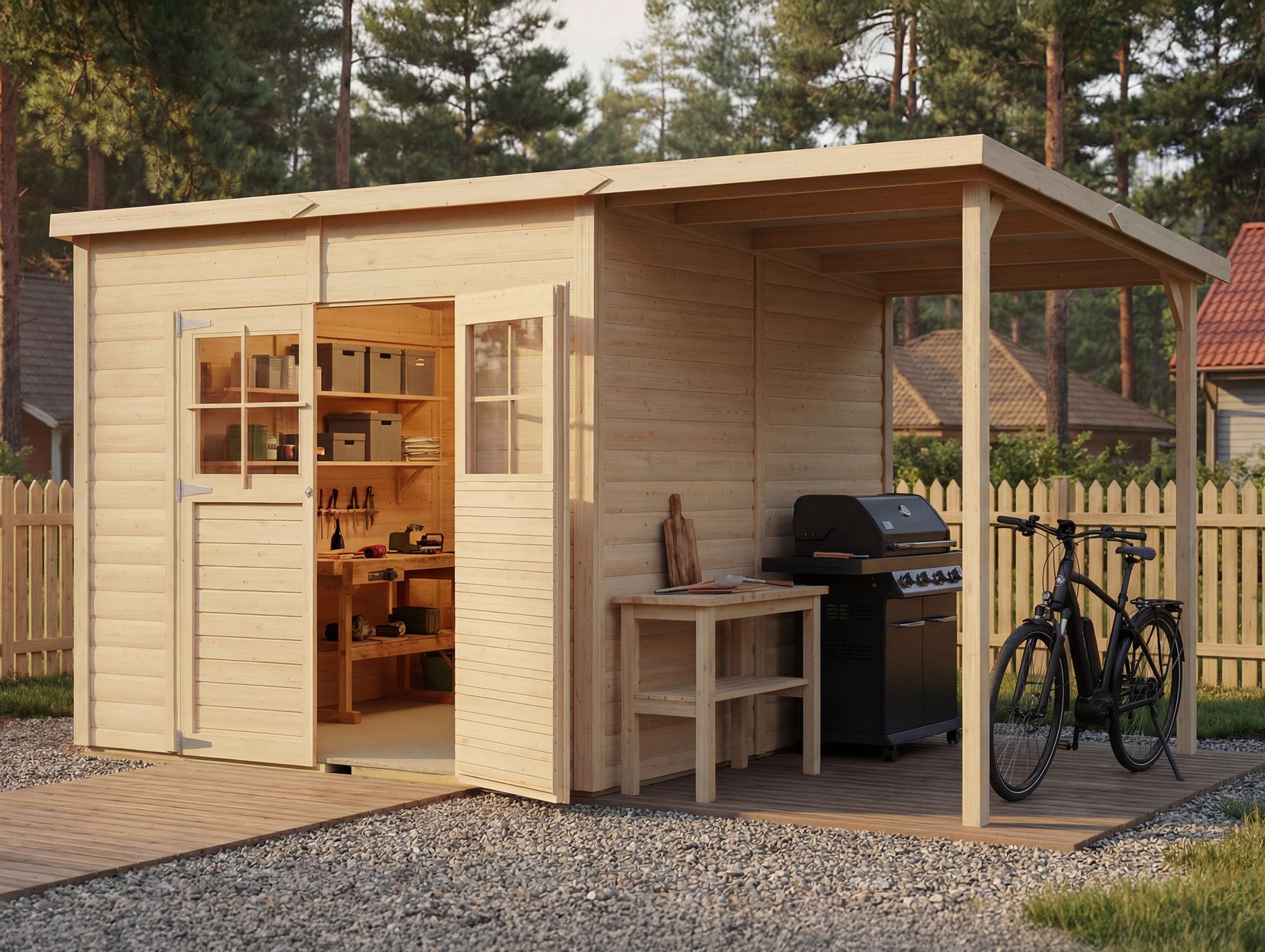 Bertilo Element-Gartenhaus Alster 4 Plus XL natural - 19 mm