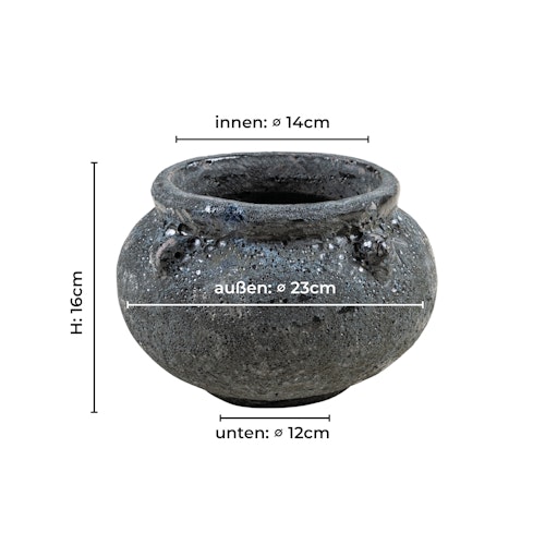 Vosteen Design Blumentopf / Pflanzgefäß Terrakotta schwarz ø 23 cm x H 16 cm