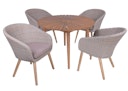 Vorschaubild Garden Pleasure Gartenmöbel Set FREMONT / ARVADA, Tisch Ø 110 + 4 Sessel, Akazie / Polyrattan Pfeffergrau / Kissen 100 % Polyester Taupe