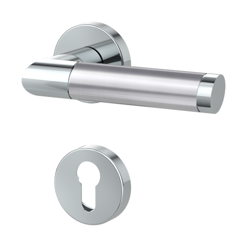 Griffwerk CHRISTINA Klipptechnik -Edelstahl poliert/matt Rosettengarnitur -Klippt. -PZ -TS 40-45mm