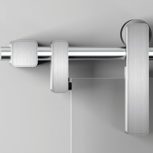 GRIFFWERK offenes Schiebetürsystem R8 vor der Wand-Edelstahl Optik