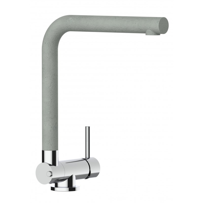 Wasserhahn Vorfenster Küchenarmatur, Umklappbar 4,5 CM, mit 360° schwenkbarem L-Auslauf, Verchromt / Zement Granit