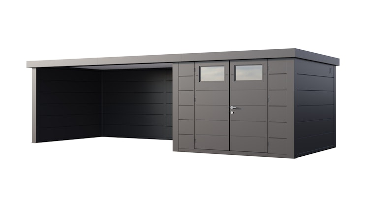 Telluria Metallgerätehaus Classico 3030 mit Lounge Anbau XL (ca. 450 cm Breite)