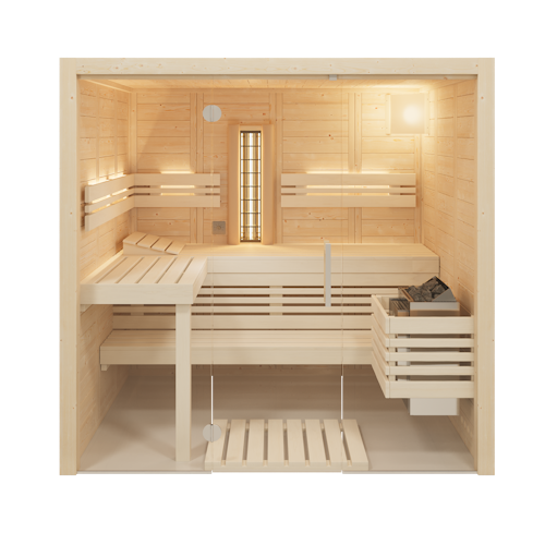 Infraworld Sauna Solido Glas Complete 167 - 40 mm Multifunktionssauna inkl. 5-teiligem gratis Zubehörset