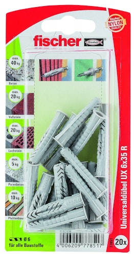 FISCHER Universaldübel UX 6x35 R K (20 Stück) 90868 