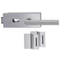 Griffwerk PURISTO S -Edelstahl matt Ganzglastürbeschlagset -3-teiliger Bandsatz -mit Griff OVIDA -EM -PZ