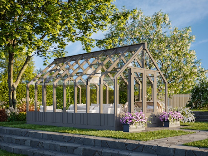 Palmako Gewächshaus / Pavillon / Glashaus Emilia 13,8  m² - 18 mm