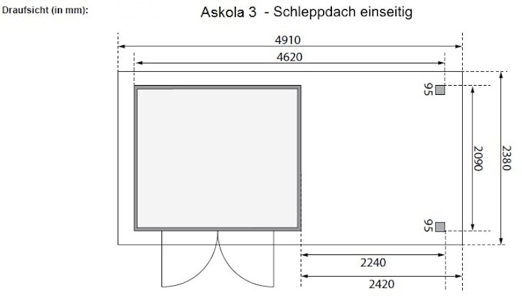 Karibu Woodfeeling Gartenhaus Askola 2/3/3,5/4/5 m. 240 cm Schleppdach/Seiten- und Rückwand in Lamellenoptik