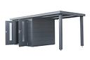 Vorschaubild Wolff Finnhaus Premium Metall Gartenhaus Elvar 6030 Anthrazit inkl. 300 cm Anbaudach (Modell 2026)