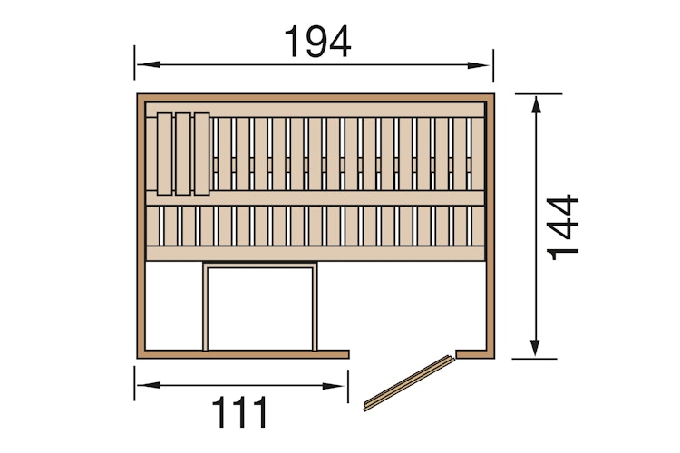 Weka Sauna Halmstad 1 mit Holztür und Fronteinstieg - 68 mm