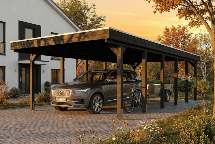 Skan Holz Friesland - Flachdach Carport aus Nadelholz Breite 402 cm