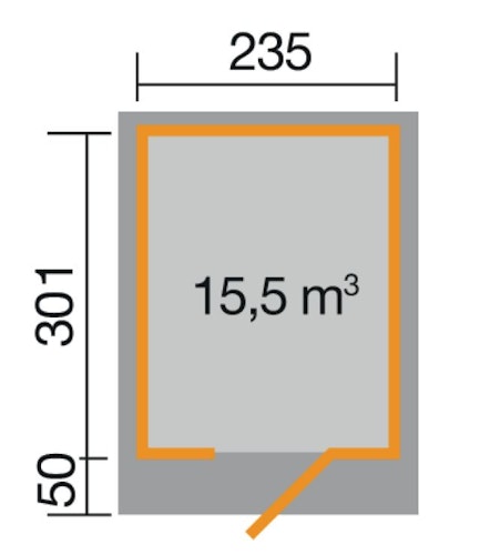 Weka Gartenhaus Designhaus 172 mit Vordach (50 cm) und Design-Einzeltüre
