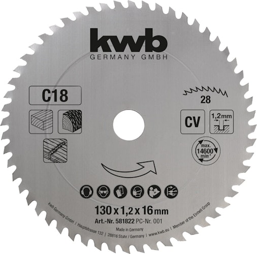 kwb Hk-Sägebl.CV Ø130x1,2x16 Z28 581822