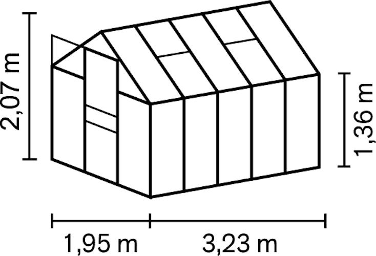 Vitavia Gewächshaus Apollo 6200 inkl. 2 Dachfenstern - 6,2 m²