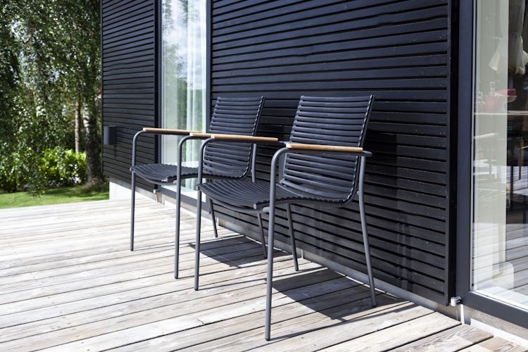 Cinas Stapelsessel MOOD Classic, Aluminium Anthrazit / Kunststoff-Lamellen Schwarz