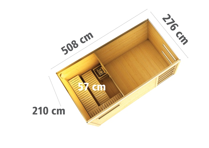 Karibu Gartensauna Saunahaus Hygge inkl. Vorraum, naturbelassen inkl. gratis Sauna-Zubehörset im Wert von 234,94 €