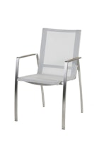Diamond Garden Stapelstuhl VENEDIG, Edelstahl / Sunproof Sling Silber/Weiß - Auslaufartikel