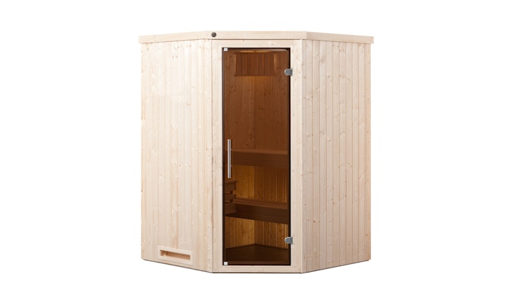 Weka Sauna Kiruna 1 mit Glastür und Eckeinstieg 230 V - 68 mm