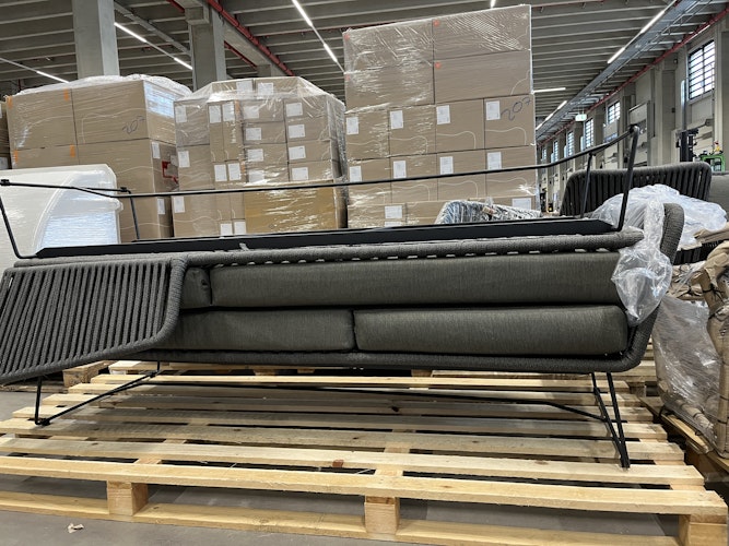 B-Ware Diamond Garden Daybed MILOS Doppelliege, Edelstahl Dunkelgrau / Rope Dunkelgrau / Sunproof (100 % Polypropylen)