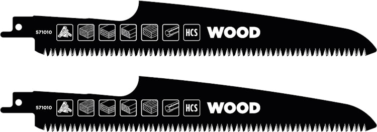 kwb HCS-Säbelsägeblätter mit Japanzahnung für Holz und Grünholz, fein, 2-tlgl., 230 mm 571010