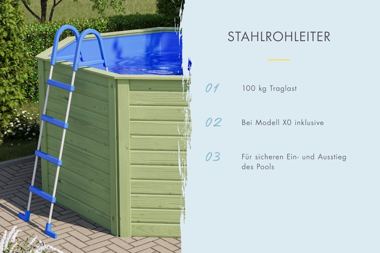 Karibu Pool Modell X0 350 x 350 cm - kesseldruckimprägniert mit Metallecke