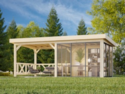 Palmako Gartenhaus Connect Lenna 16,6 m² Set 704 Slide Plus mit Isolierglas-Schiebetüren - 28 mm