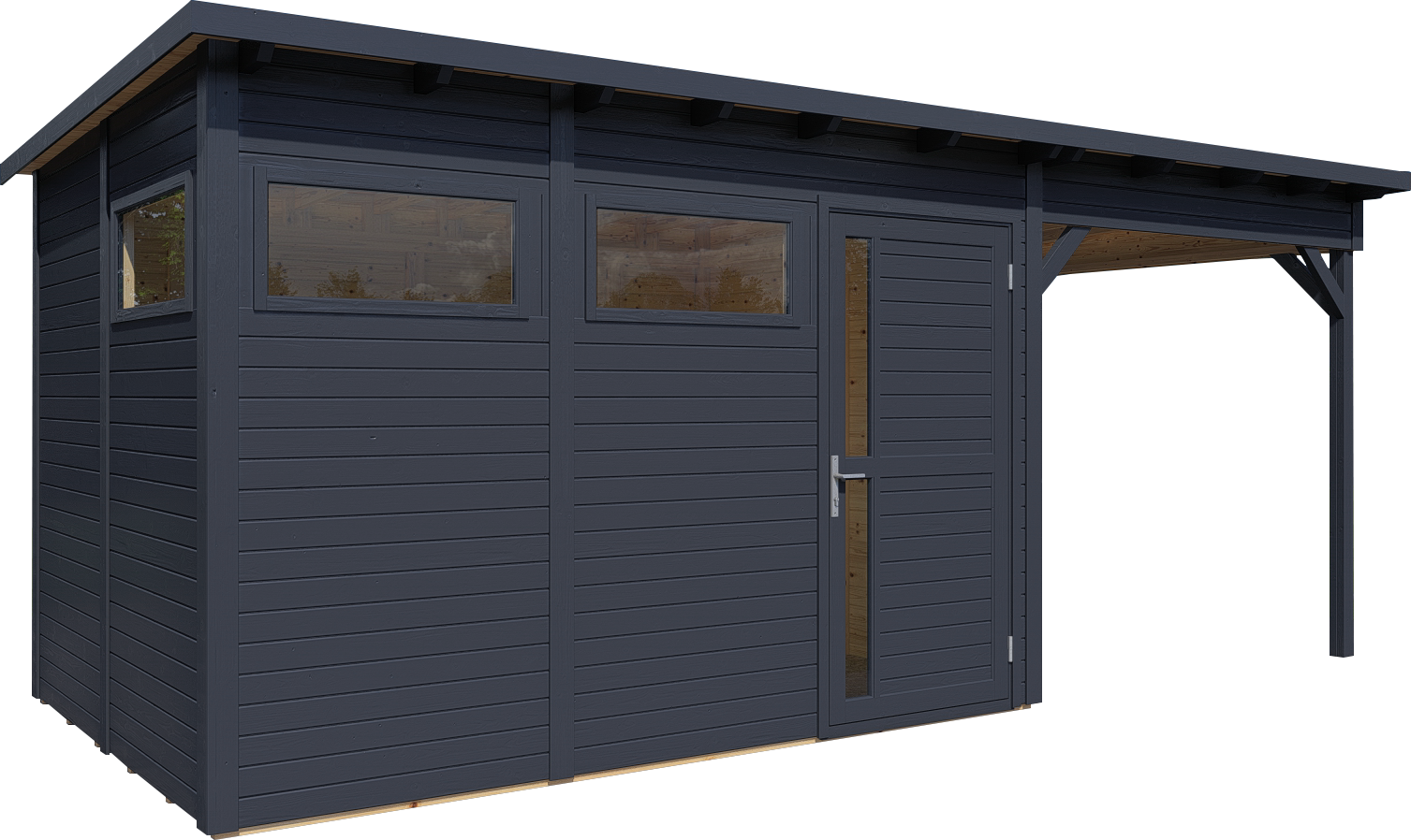 Bertilo Element-Gartenhaus Pentus 3 Lounge inkl. Anbaudach - 19 mm