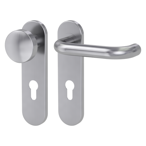 Griffwerk ALESSIA PROFESSIONAL Schraubtechnik FS Panik -Edelstahl matt  Kurzschild-Garnitur -Schraubt. -Knopf R2 -WR -Stift 9mm -TS 38-50mm