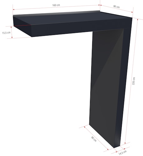 Gutta Rechteckvordach BS Plus 160 inkl. Seitenteil und Briefkasten (neues Modell)