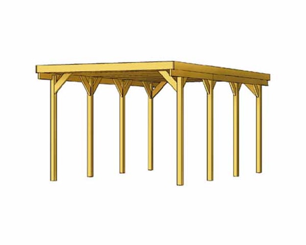 Skan Holz Friesland - Flachdach Einzelcarport Profil - Breite 314 cm Nadelholz