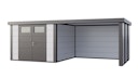 Vorschaubild Telluria Metallgerätehaus Classico 3030 mit Lounge Anbau large (ca. 314 cm Breite) inkl. 2 Fenstern