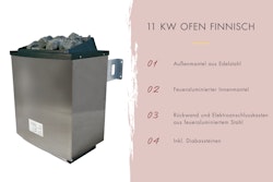 Karibu 11 kW Saunaofen finnisch anthrazit für externe Steuerung 