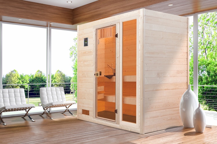 Weka Sauna Valida Gr. 2 mit Glastür + Fenster - Massivholzsauna 38 mm