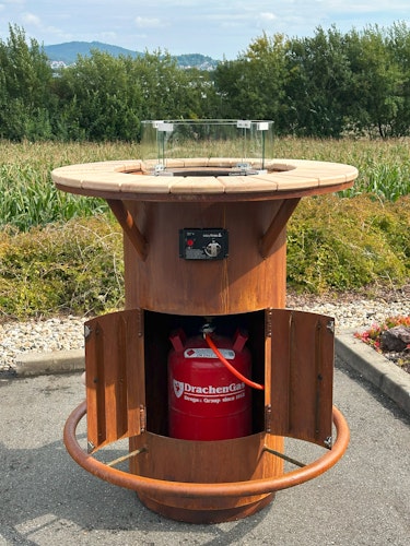 Badeko Stehtischofen ,,Gasfeuer" Ambiente in Edelrostoptik