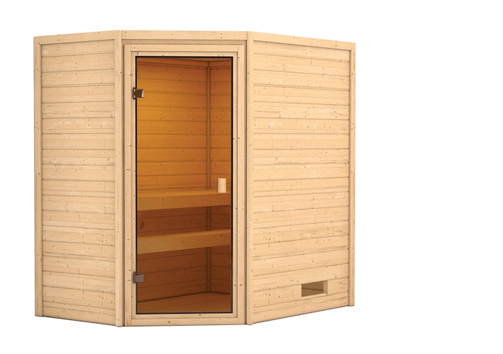 Karibu Woodfeeling Sauna Jella - 38 mm Massivholz Aktionssauna inkl. gratis Sauna-Zubehörset im Wert von 234,94 €