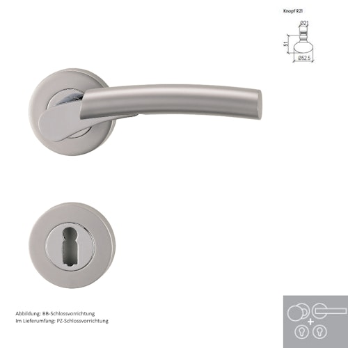 Griffwerk Wechselgarnitur RAFFAELLA - Chrom/Perla - Silbermatt