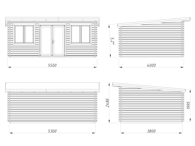 Palmako Gartenhaus Lisandra 19,4 m² - 44 mm