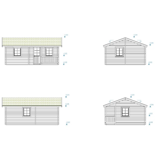 Palmako Ferienhaus Sandra 21,5 + 3,7 m² - 70 mm