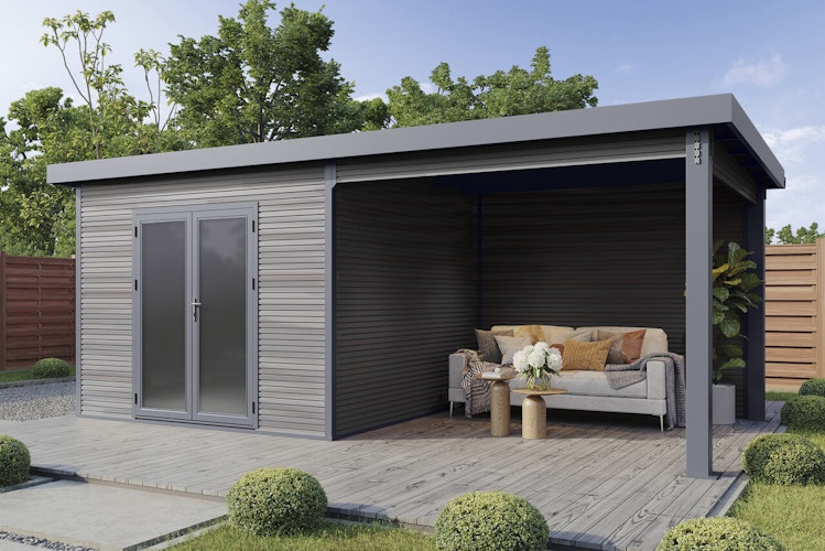 Wolff Finnhaus WPC Gartenhaus Solaro im Rhombus-Design - 28 mm