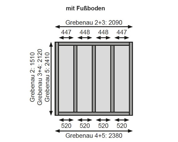 Karibu Eco Gartenhaus Gerätehaus Grebenau / Glücksburg 2/3/4 - 19 mm