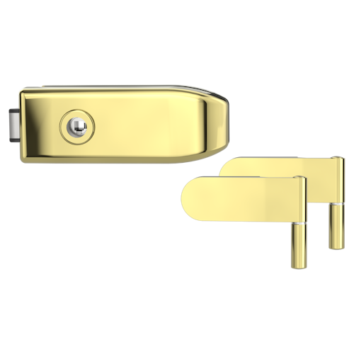 Griffwerk CREATIVO 1.0 -Messing Optik Ganzglastürbeschlagset -2-teiliger Bandsatz -ohne Griff -UV
